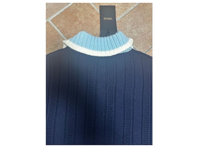 Blauer Strickcardigan von Versace Weiß Marineblau - Ansicht 10