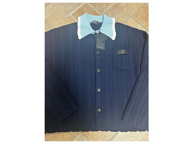 Blauer Strickcardigan von Versace Weiß Marineblau - Ansicht 2