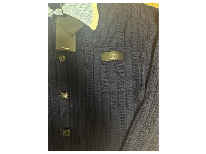 Blauer Strickcardigan von Versace Weiß Marineblau - Ansicht 3