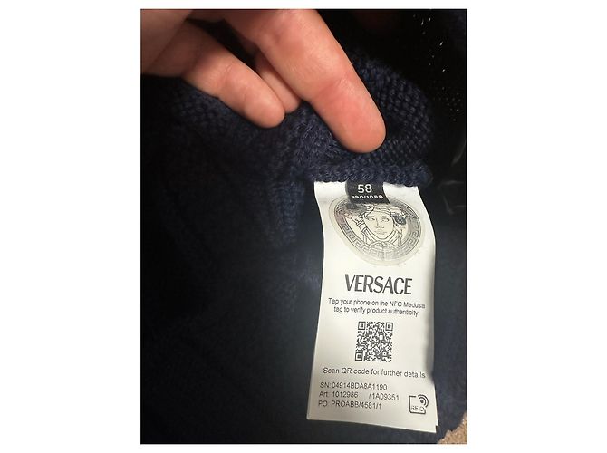 Blauer Strickcardigan von Versace Weiß Marineblau - Ansicht 8