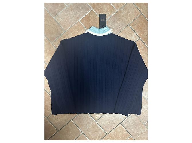 Blauer Strickcardigan von Versace Weiß Marineblau - Ansicht 9