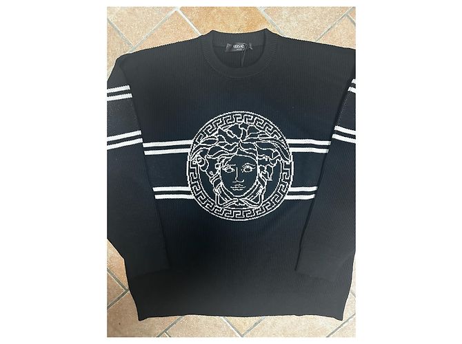 Versace Black Knit Sweatshirt White - view 2