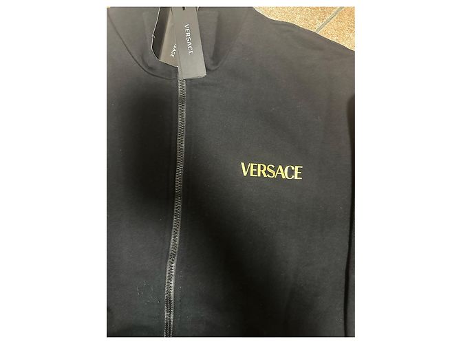 Felpa nera con zip Versace Nero D'oro - vista 3