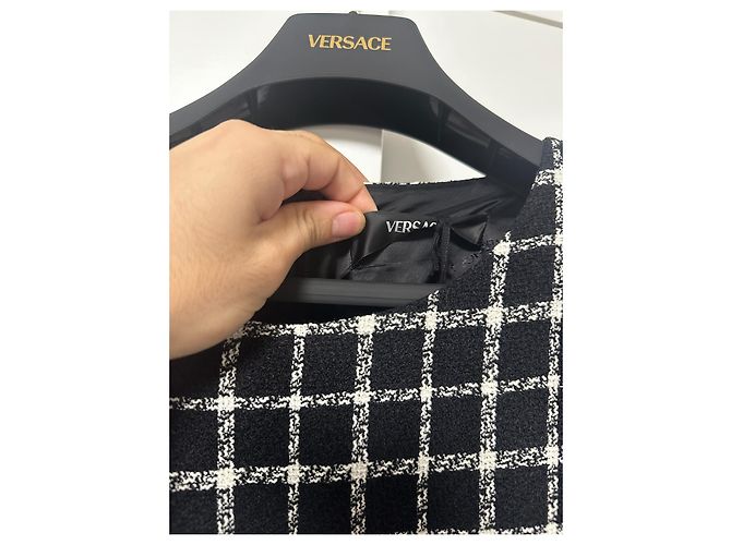 Schwarzes Karokleid von Versace Weiß - Ansicht 4