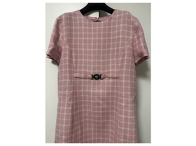 Versace Mini Kleid mit Rosa Karomuster Pink Weiß - Ansicht 2