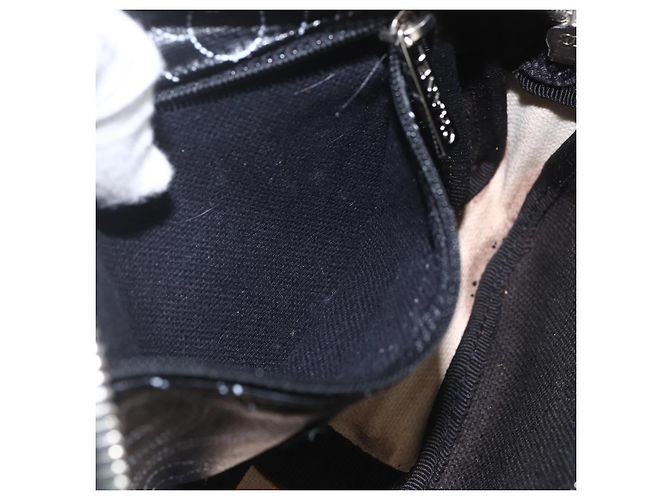 CHANEL Pochette Camelia PVC Nero Argento CC Auth 159324V - vista 19