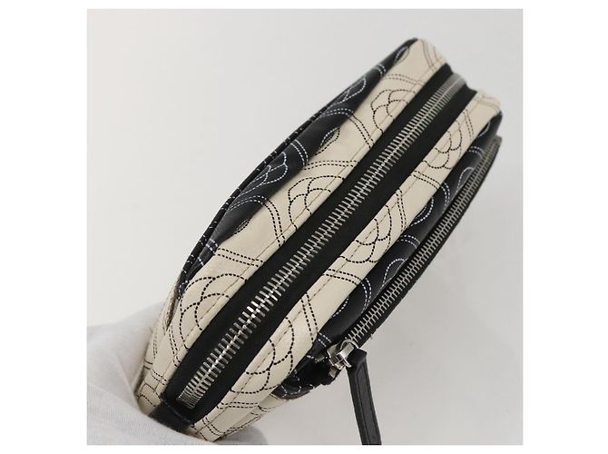 CHANEL Pochette Camelia PVC Nero Argento CC Auth 159324V - vista 6
