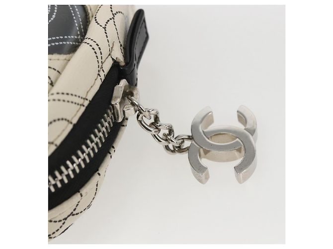 CHANEL Pochette Camelia PVC Nero Argento CC Auth 159324V - vista 7