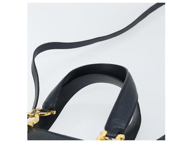 Borsa a mano in pelle Gancini Salvatore Ferragamo 2 in 1 Blu Navy Oro Auth 157237 - vista 8