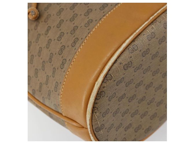 Gucci Borsa a Spalla Micro GG Supreme PVC Beige Oro Auth 160561 D'oro - vista 11