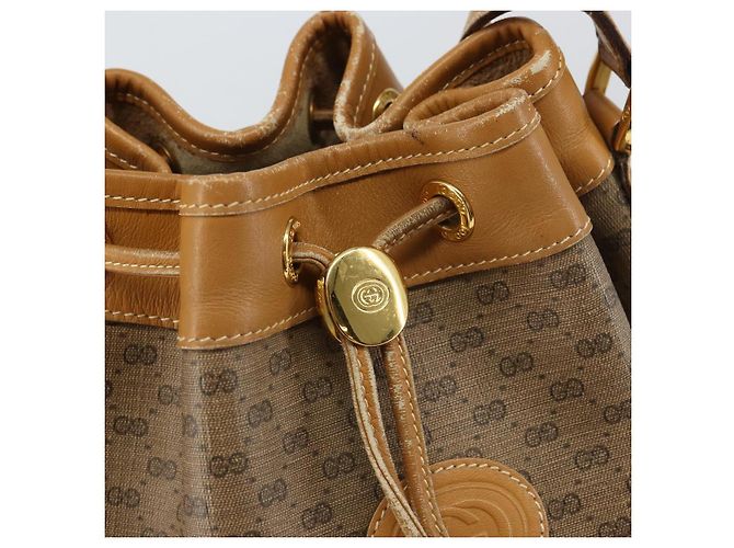 Gucci Borsa a Spalla Micro GG Supreme PVC Beige Oro Auth 160561 D'oro - vista 14