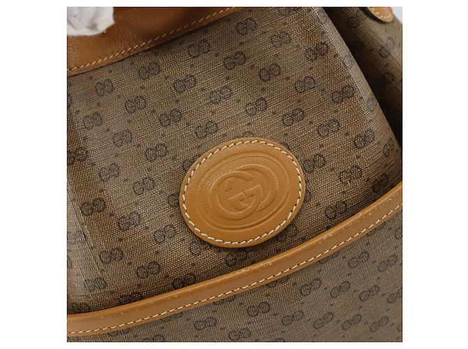 Gucci Borsa a Spalla Micro GG Supreme PVC Beige Oro Auth 160561 D'oro - vista 15