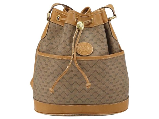Gucci Borsa a Spalla Micro GG Supreme PVC Beige Oro Auth 160561 D'oro - vista 2