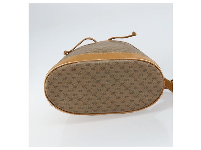 Gucci Borsa a Spalla Micro GG Supreme PVC Beige Oro Auth 160561 D'oro - vista 9