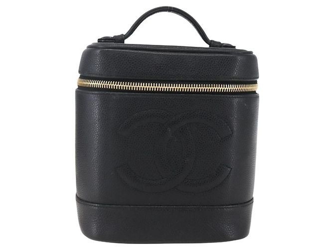 Pochette Vanity CHANEL in Pelle Caviar Nera Oro CC Auth bs31913 Nero D'oro - vista 2