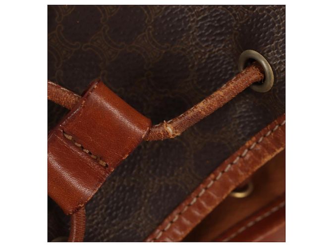 Céline CELINE Macadam Canvas Backpack PVC Leather Brown Gold Auth 156449 Golden - view 10