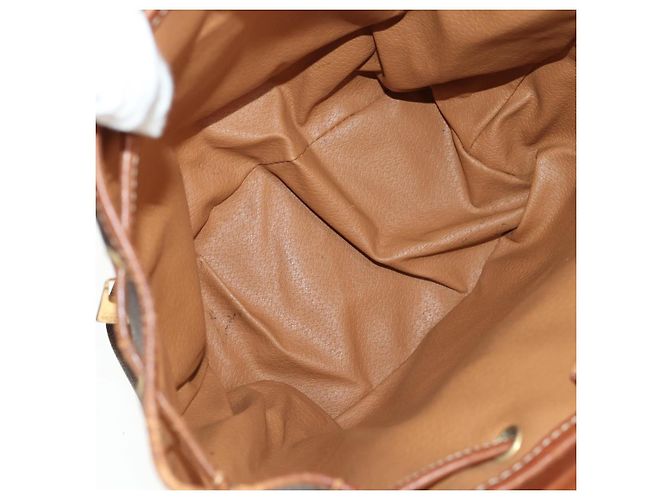Céline CELINE Macadam Canvas Backpack PVC Leather Brown Gold Auth 156449 Golden - view 11