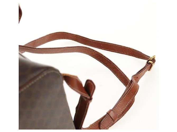 Céline CELINE Macadam Canvas Backpack PVC Leather Brown Gold Auth 156449 Golden - view 18