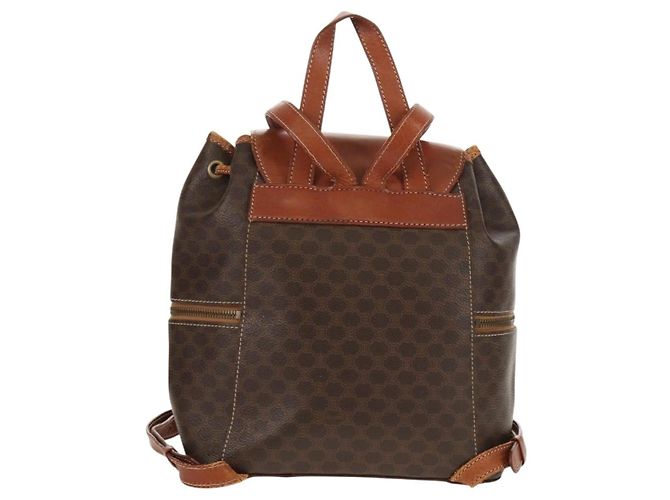 Céline CELINE Macadam Canvas Backpack PVC Leather Brown Gold Auth 156449 Golden - view 2