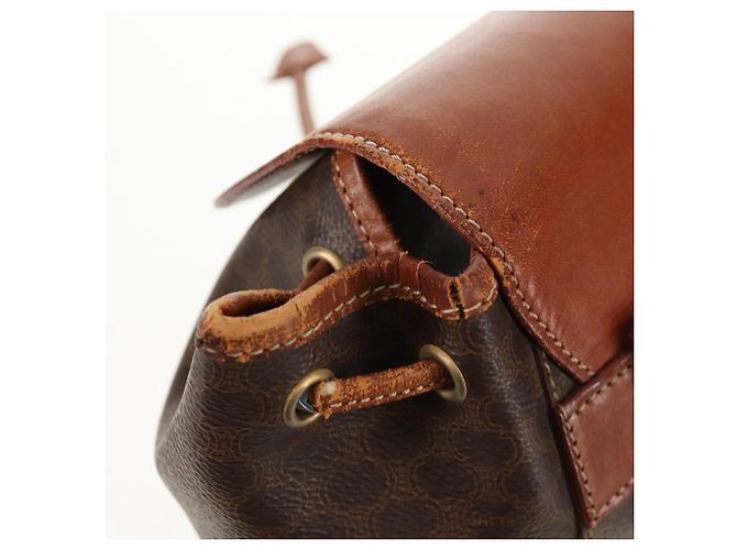 Céline CELINE Macadam Canvas Backpack PVC Leather Brown Gold Auth 156449 Golden - view 23