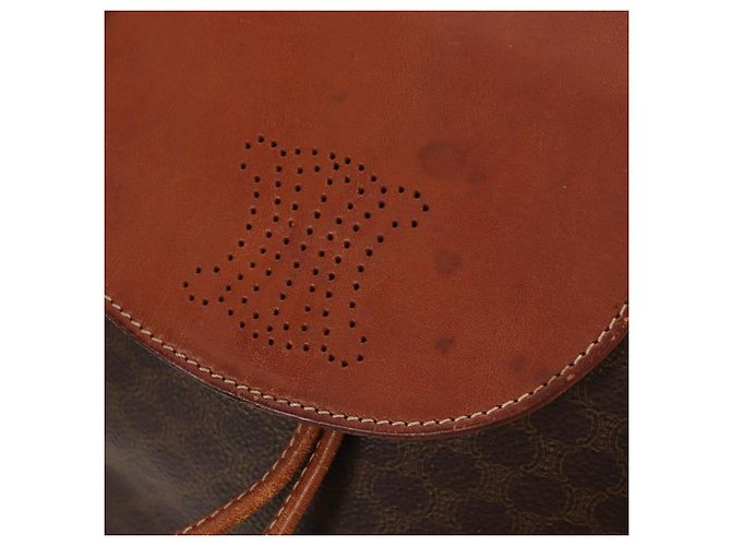 Céline CELINE Macadam Canvas Backpack PVC Leather Brown Gold Auth 156449 Golden - view 24