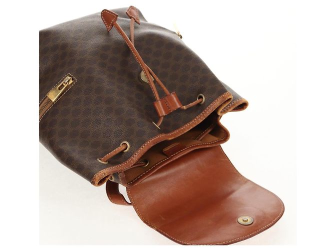Céline CELINE Macadam Canvas Backpack PVC Leather Brown Gold Auth 156449 Golden - view 25