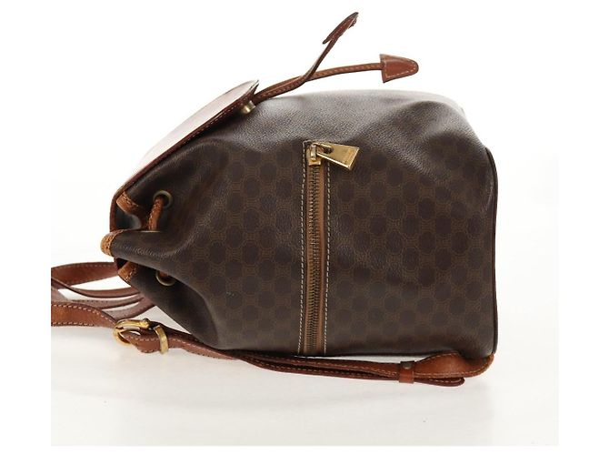 Céline CELINE Macadam Canvas Backpack PVC Leather Brown Gold Auth 156449 Golden - view 3