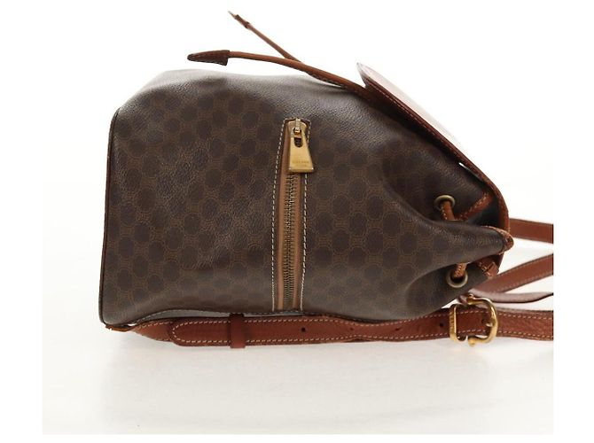 Céline CELINE Macadam Canvas Backpack PVC Leather Brown Gold Auth 156449 Golden - view 4