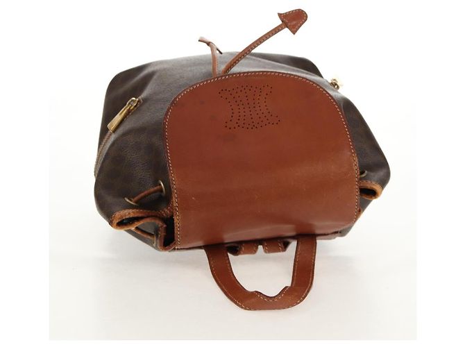 Céline CELINE Macadam Canvas Backpack PVC Leather Brown Gold Auth 156449 Golden - view 6
