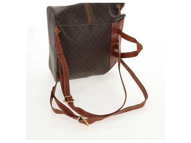 Céline CELINE Macadam Canvas Backpack PVC Leather Brown Gold Auth 156449 Golden - view 7