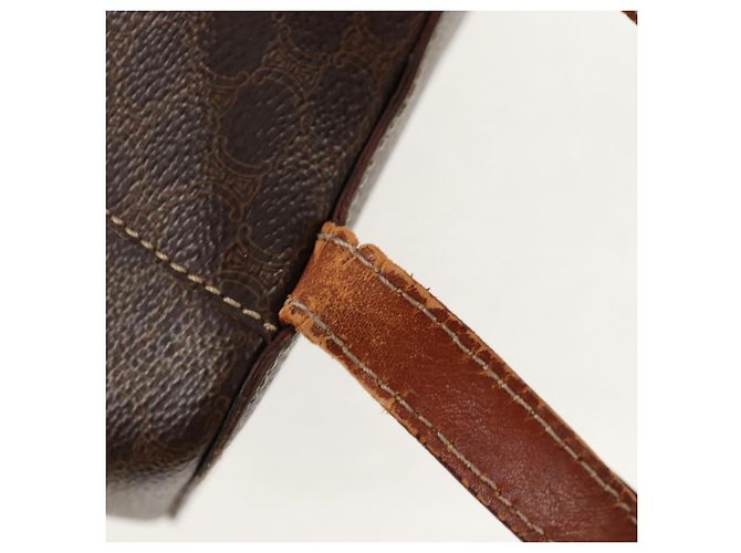 Céline CELINE Macadam Canvas Backpack PVC Leather Brown Gold Auth 156449 Golden - view 8