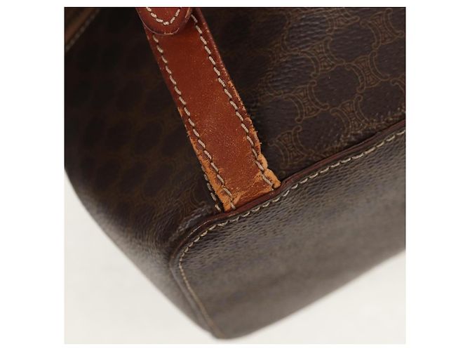 Céline CELINE Macadam Canvas Backpack PVC Leather Brown Gold Auth 156449 Golden - view 9
