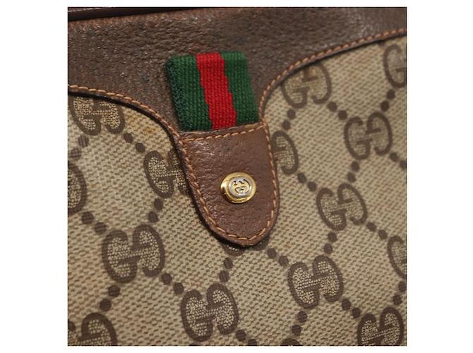 Borsa Sherry Line GG Supreme Web di GUCCI in PVC beige e oro 156 02 066 Auth 157754 D'oro - vista 14