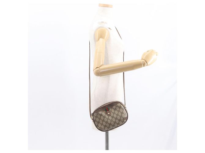 Borsa Sherry Line GG Supreme Web di GUCCI in PVC beige e oro 156 02 066 Auth 157754 D'oro - vista 21