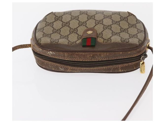 Borsa Sherry Line GG Supreme Web di GUCCI in PVC beige e oro 156 02 066 Auth 157754 D'oro - vista 6