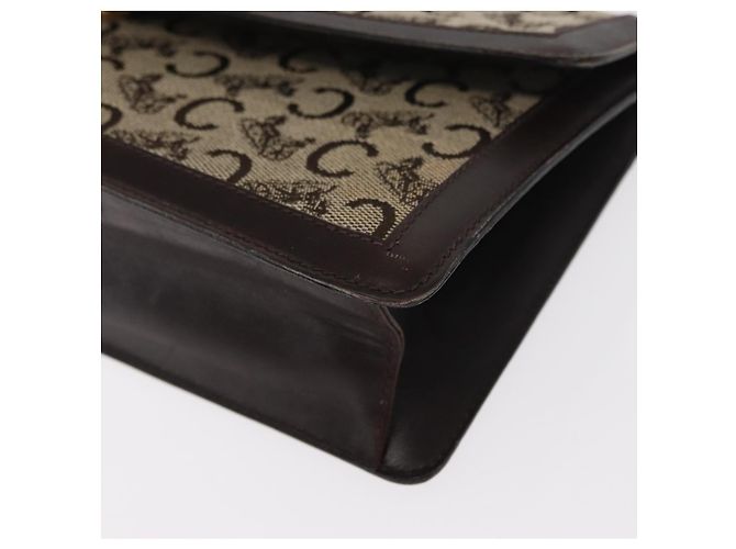 Céline Borsa a Spalla Celine C Sulky in Tela Marrone Oro Auth bs31808 D'oro - vista 14
