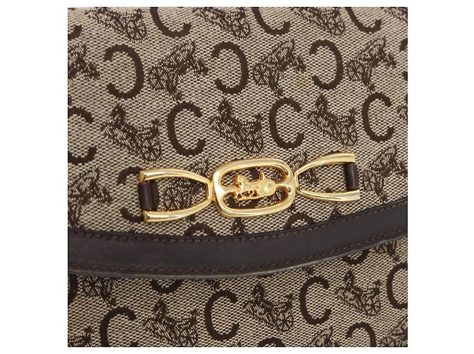 Céline Borsa a Spalla Celine C Sulky in Tela Marrone Oro Auth bs31808 D'oro - vista 17
