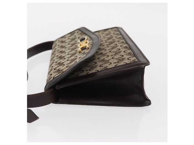 Céline Borsa a Spalla Celine C Sulky in Tela Marrone Oro Auth bs31808 D'oro - vista 4