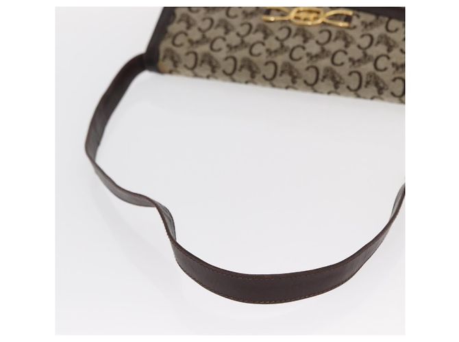 Céline Borsa a Spalla Celine C Sulky in Tela Marrone Oro Auth bs31808 D'oro - vista 7