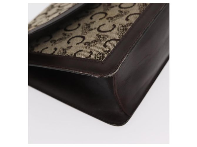 Céline Borsa a Spalla Celine C Sulky in Tela Marrone Oro Auth bs31808 D'oro - vista 9