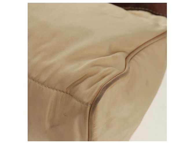 PRADA Borsa a Spalla con Catena Nylon Beige Argento Auth 160872 - vista 10