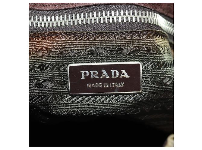 PRADA Borsa a Spalla con Catena Nylon Beige Argento Auth 160872 - vista 19