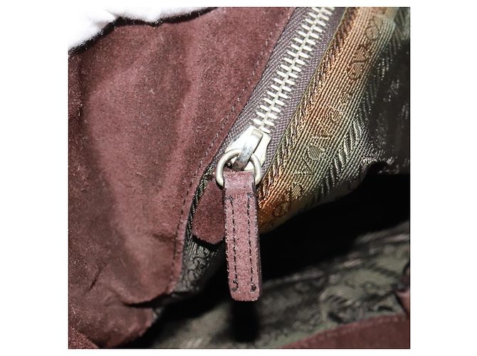 PRADA Borsa a Spalla con Catena Nylon Beige Argento Auth 160872 - vista 22