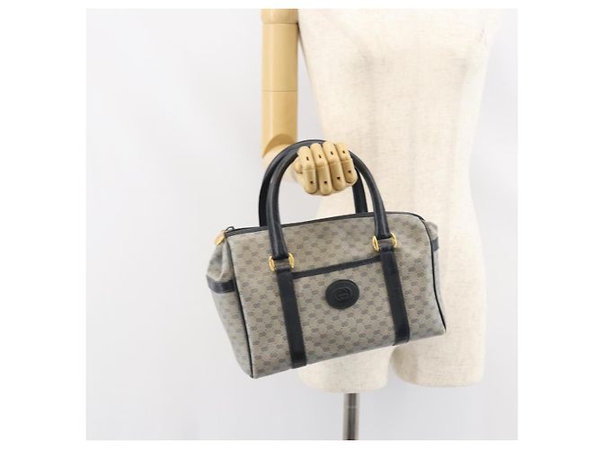 Gucci Borsa a mano Micro GG Supreme in PVC Navy Gold 000 58 0093 Auth BA9106 D'oro Blu navy - vista 26