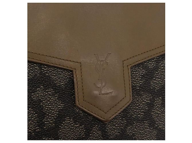 SAINT LAURENT Pochette in pelle PVC beige grigio Auth bs31751 Marrone - vista 13