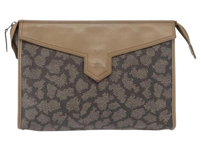 SAINT LAURENT Pochette in pelle PVC beige grigio Auth bs31751 Marrone - vista 2