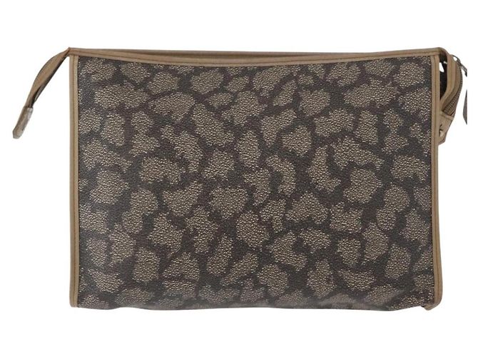 SAINT LAURENT Pochette in pelle PVC beige grigio Auth bs31751 Marrone - vista 3