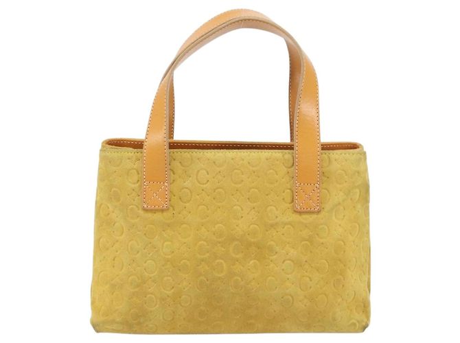 Céline Borsa tote in tela Macadam C di CELINE in suede giallo oro Auth 158378 D'oro - vista 2