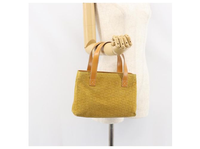 Céline Borsa tote in tela Macadam C di CELINE in suede giallo oro Auth 158378 D'oro - vista 22