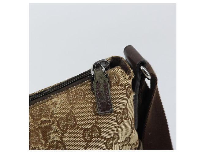 Bolsa de Ombro GG Canvas Gucci Bege Prata 145857 Auth ti3599 - vista 15